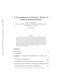 A Generalization of Mackey's Theory of Induced Representations