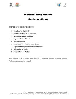 Wetlands News Monitor March - April 2015
