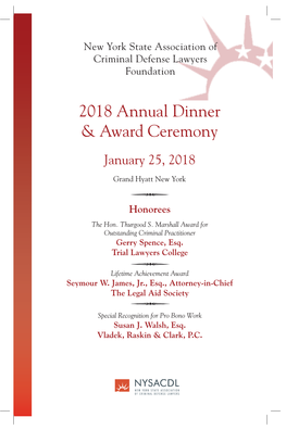 2018 Annual Dinner & Award Ceremony