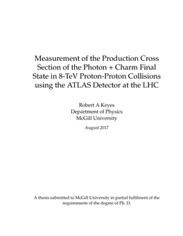 Measurement of the Production Cross Section of the Photon + Charm Final State in 8-Tev Proton-Proton Collisions Using the ATLAS Detector at the LHC