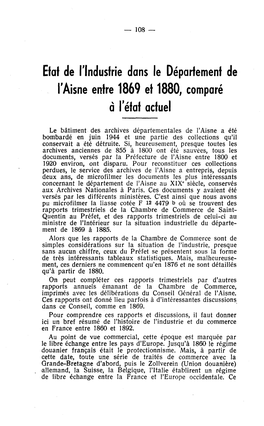 Etat De L'industrie Dans Le Département L'aisne Entre 1869 Et