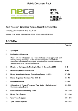 (Public Pack)Agenda Document for Joint Transport Committee Tyne