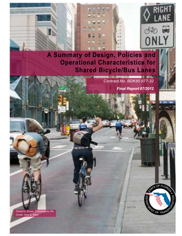 A Summary of Design, Policies and Operational Characteristics for Shared Bicycle/Bus Lanes