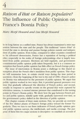 The Influence of Public Opinion on France's Bosnia Policy