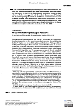 Kriegsdienstverweigerung Per Postkarte Ein Gescheitertes Reformprojekt Der Sozialliberalen Koalition 1969-1978