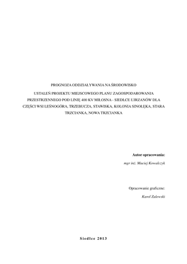 Prognoza Oddziaływania Na Środowisko Ustaleń