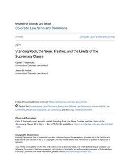 Standing Rock, the Sioux Treaties, and the Limits of the Supremacy Clause