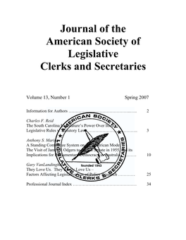 Journal of the American Society of Legislative Clerks and Secretaries