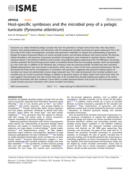 Host-Specific Symbioses and the Microbial Prey of a Pelagic Tunicate
