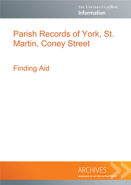 Parish Records of York, St. Martin, Coney Street