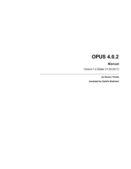 OPUS 4 Manual Version 1.4