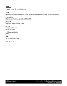 Wetlands of Greater Bangalore, India: Automatic Delineation Through Pattern Classifiers