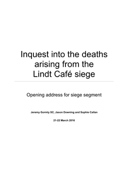 Inquest Into the Deaths Arising from the Lindt Café Siege