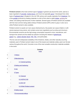 Portland Cement Is the Most Common Type of Cement in General Use Around the World, Used As a Basic Ingredient of Concrete, Morta
