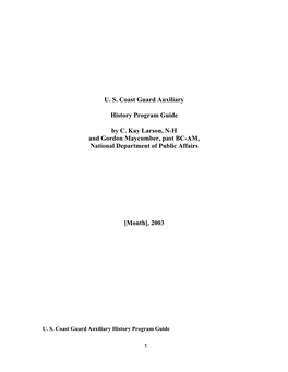 U. S. Coast Guard Auxiliary History Program Guide by C. Kay Larson