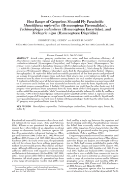 Muscidifurax Raptorellus (Hymenoptera: Pteromalidae), Tachinaephagus Zealandicus (Hymenoptera: Encyrtidae), and Trichopria Nigra (Hymenoptera: Diapriidae)