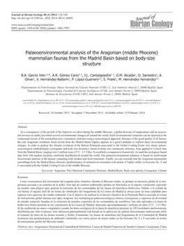 Palaeoenvironmental Analysis of the Aragonian (Middle Miocene) Mammalian Faunas from the Madrid Basin Based on Body-Size Structure