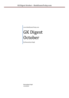 GK Digest October – Bankexamstoday.Com