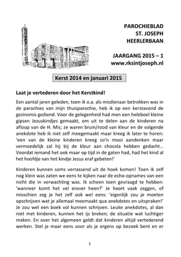 Parochieblad St. Joseph Heerlerbaan Jaargang 2015