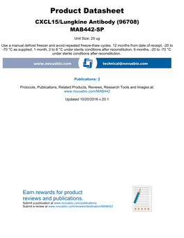 Product Datasheet CXCL15/Lungkine Antibody