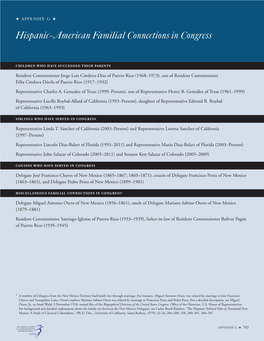 Hispanic-American Familial Connections in Congress