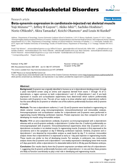 Beta-Synemin Expression in Cardiotoxin-Injected Rat Skeletal Muscle