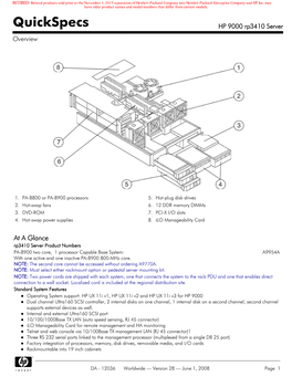 Quickspecs HP 9000 Rp3410 Server Overview