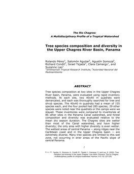 Tree Species Composition and Diversity in the Upper Chagres River Basin, Panama