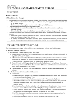 Chapter 3 Ap® Focus & Annotated Chapter Outline