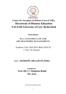 Directorate of Distance Education NALSAR University of Law, Hyderabad