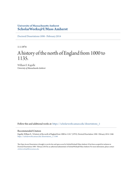 A History of the North of England from 1000 to 1135. William E