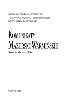 KOMUNIKATY MAZURSKO-WARMIŃSKIE Kwartalnik Nr 4(306)2(292)