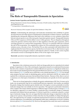 The Role of Transposable Elements in Speciation