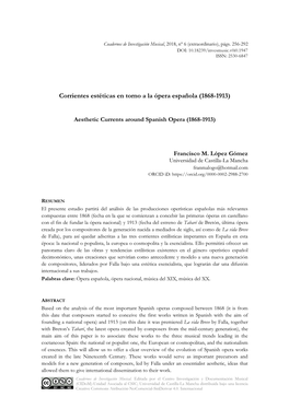 Corrientes Estéticas En Torno a La Ópera Española (1868-1913)