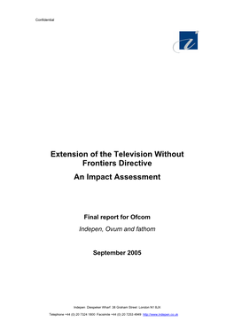 Extension of the Television Without Frontiers Directive an Impact Assessment
