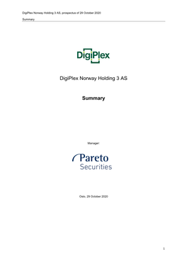 Digiplex Norway Holding 3 AS Summary
