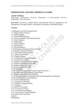 Pedogenesis and Soil Forming Factors - Antonie Veldkamp