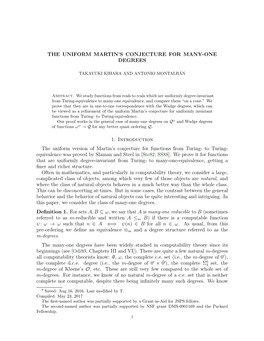 The Uniform Martin's Conjecture for Many-One