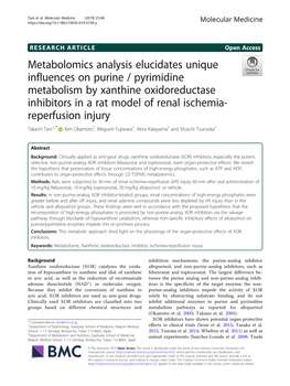 Metabolomics Analysis Elucidates Unique Influences on Purine