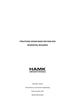 Structural Design Basis for High-Rise Residential Buildings