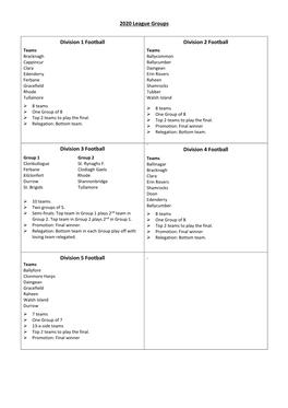 2020 League Groups Division 1 Football Division