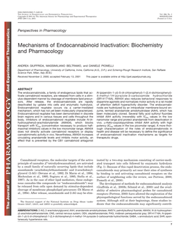 Mechanisms of Endocannabinoid Inactivation: Biochemistry and Pharmacology