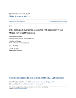 Little Ecological Divergence Associated with Speciation in Two African Rain Forest Tree Genera