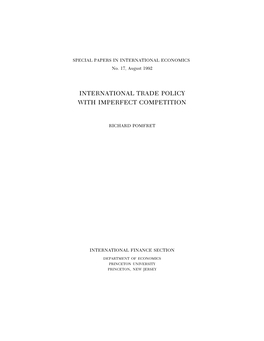 International Trade Policy with Imperfect Competition