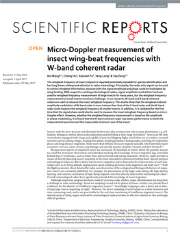 Micro-Doppler Measurement of Insect Wing-Beat Frequencies with W-Band