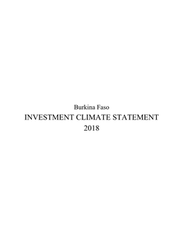 Burkina Faso 2018 Investment Climate Statement