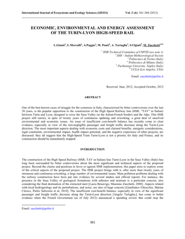 Economic, Environmental and Energy Assessment of the Turin-Lyon High-Speed Rail