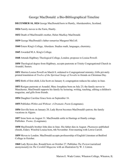 George Macdonald Timeline