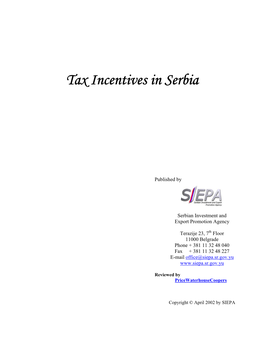 Tax Incentives in Serbia