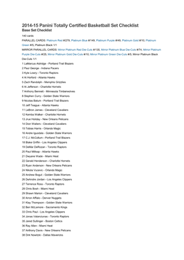 2014-15 Panini Totally Certified Basketball Set Checklist